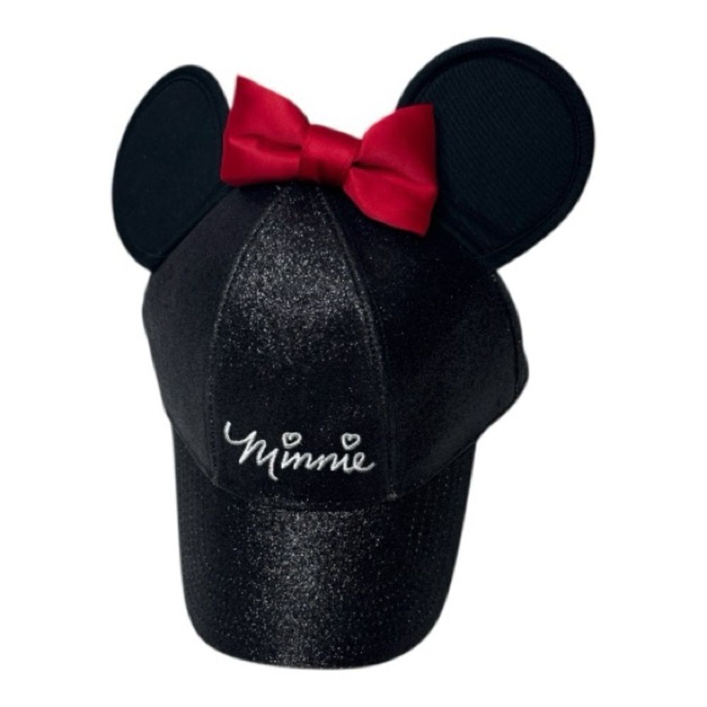 Disney Minnie Mouse Black Hat with Red Bow